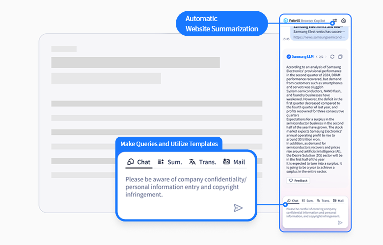 Basic queries and template utilization available,Automatic web page summarization