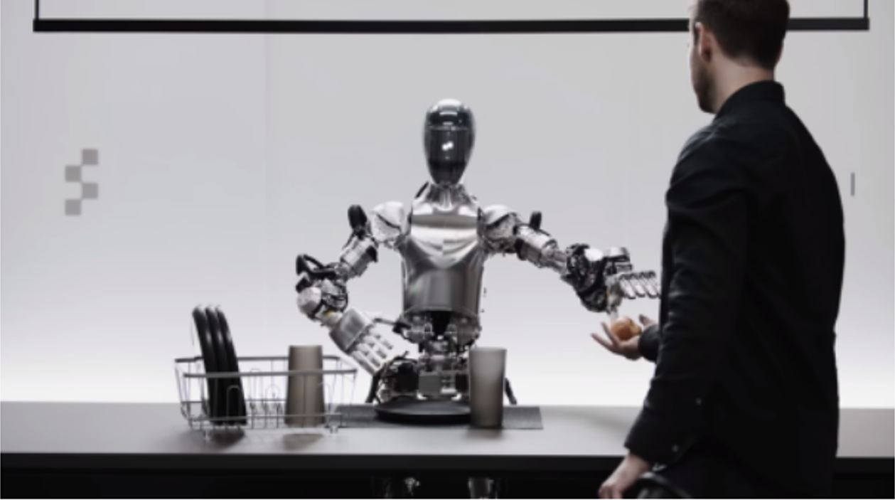 A screenshot from the demo video of Figure 01 AI humanoid robot