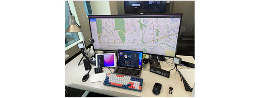 49-inch monitor connected to a MacBook with an M1 processor -image