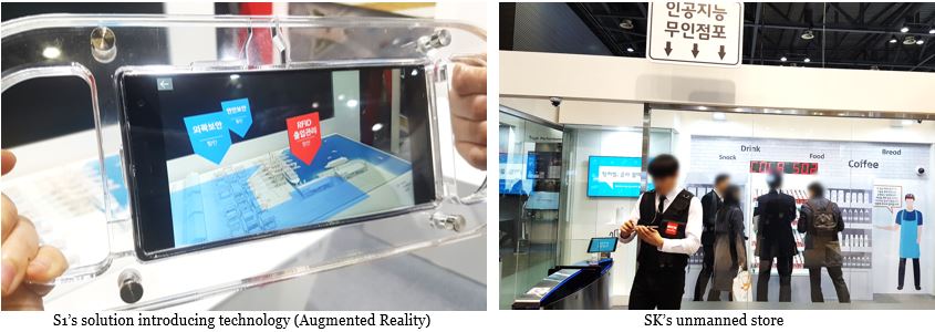 S1's solution introducing technology (Augmented Reality), SK's unmanned store