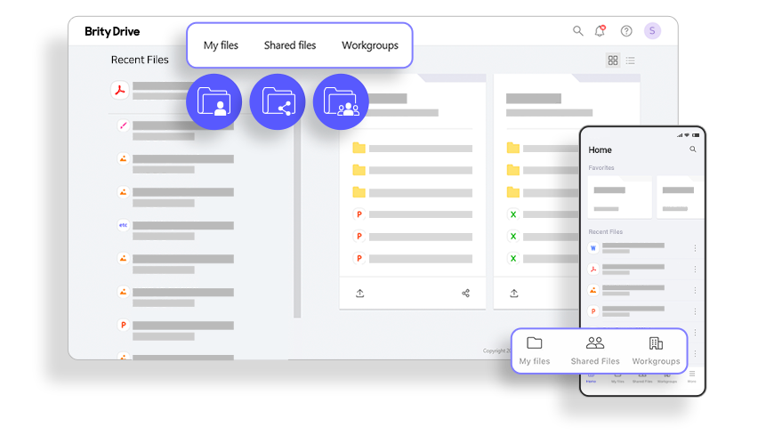 Brity Drive - My files , Shared files, Workgroups