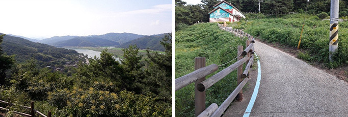 (좌) 다람재 고개 정상, (우) 무심사 고개