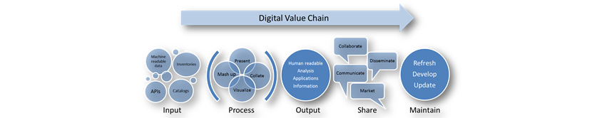 Digital Value Chain: Input, Process, Output, Share, Maintain