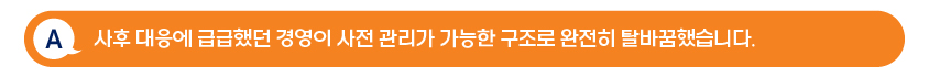 A: 사후 대응에 급급했던 경영이 사전 관리가 가능한 구조로 완전히 탈바꿈했습니다. (답변 이미지)