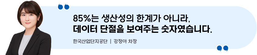 85%는 생산성의 한계가 아니라, 데이터 단절을 보여주는 숫자였습니다. 한국산업단지공단 | 강정아 차장