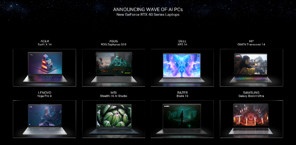 NVIDIA의 AI GPU를 탑재한 노트북 사진