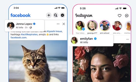 페이스북과 인스타그램에 붙여진 “AI Info” 태그 (출처: Meta)