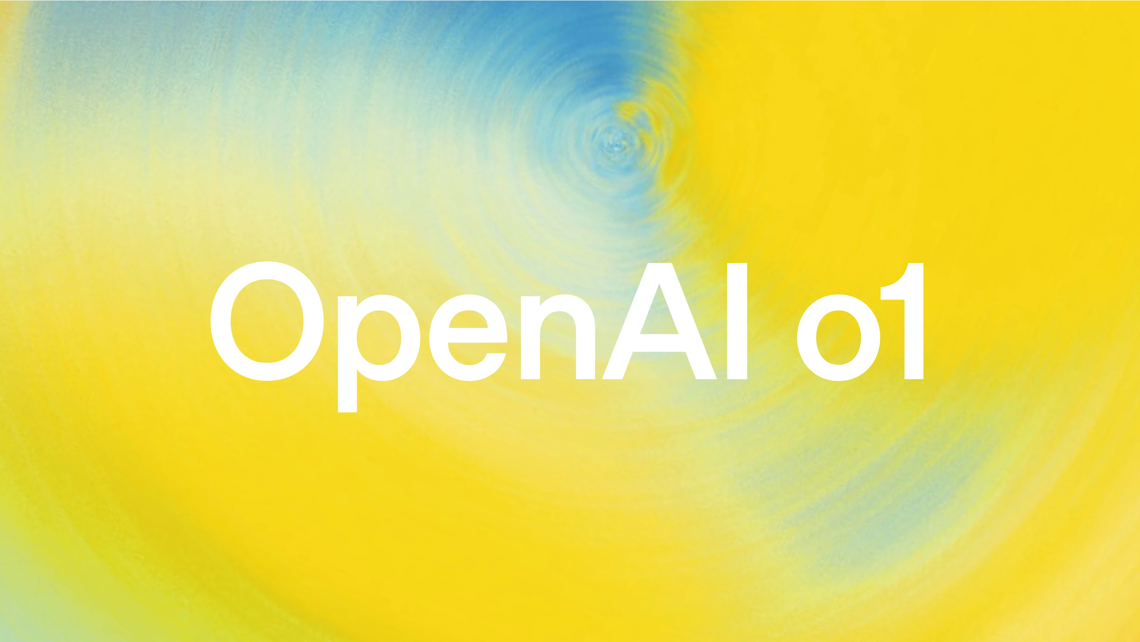 OpenAI의 새로운 추론 모델 o1을 소개하는 브랜딩 이미지로, 노란색과 파란색의 그라데이션 배경 위에 깔끔한 타이포그래피로 모델명을 표시하여 고급 AI 추론 능력을 강조합니다.