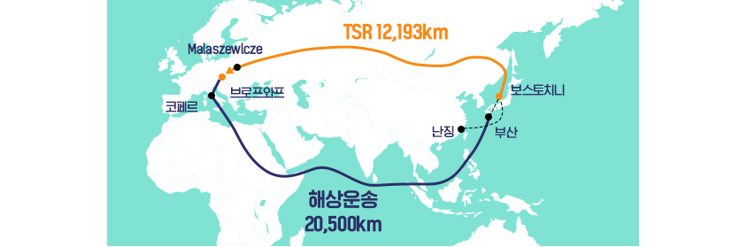 부산 – 베를린 거리 비교