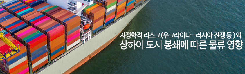 지정학적 리스크(우크라이나 - 러시아 전등)와 상하이 도시 봉쇄에 따른 물류 영향