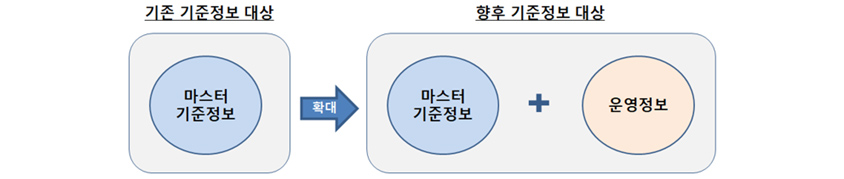 기존 마스터기준정보에서 향후 기준정보대상에 운영정보까지 포함한다.