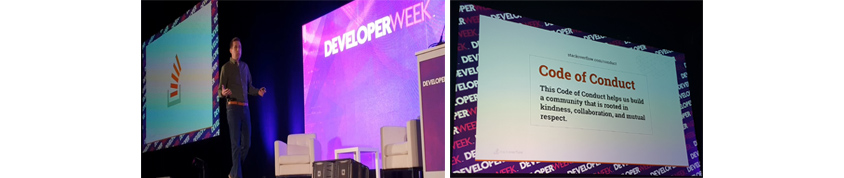 DeveloperWeek 2019 컨퍼런스 A Decade of Stack Overflow: Building a Place for Anyone Who Codes 발표 이미지