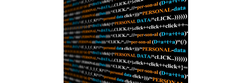Personal Data 텍스트와 Click 텍스트를 반복하여 수학공식처럼 보이도록 디자인한 이미지