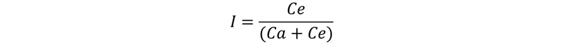  I= Ce / (Ca+Ce)