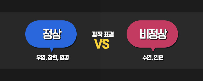 깜짝 표결 이미지 (정상 3명, 비정상 2명)