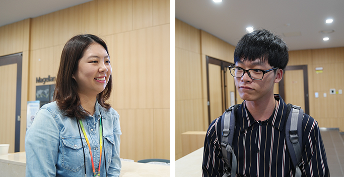 삼성SDS 김혜정 엔지니어(좌)와 경북대학교 류진용 학생(우)