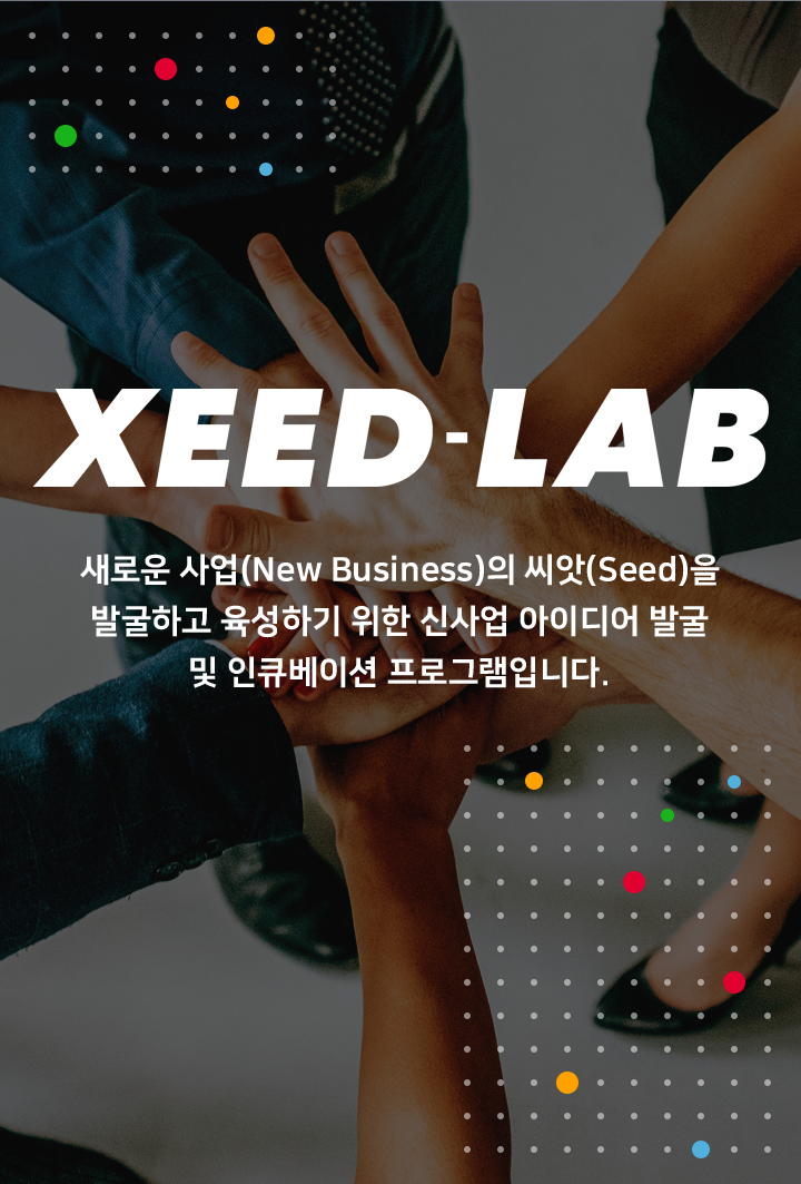 XEED-LAB, 새로운 사업(New Business)의 씨앗(Seed)을 발굴하고 육성하기 위한 신사업 아이디어 발굴 및 인큐베이션 프로그램입니다.