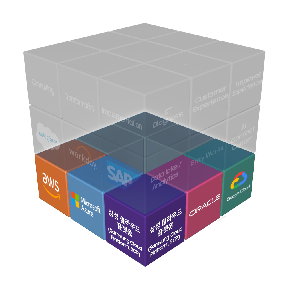 AWS, Microsoft Azure, Samsung Cloud Platform, Oracle, Google cloud