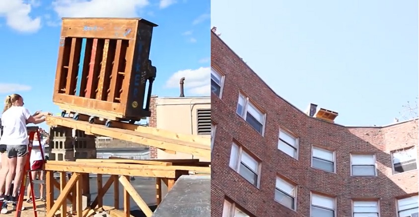 Bringing up a police car or fire truck to the rooftop of school building is just a small funny joke in MIT’s hacking culture. 